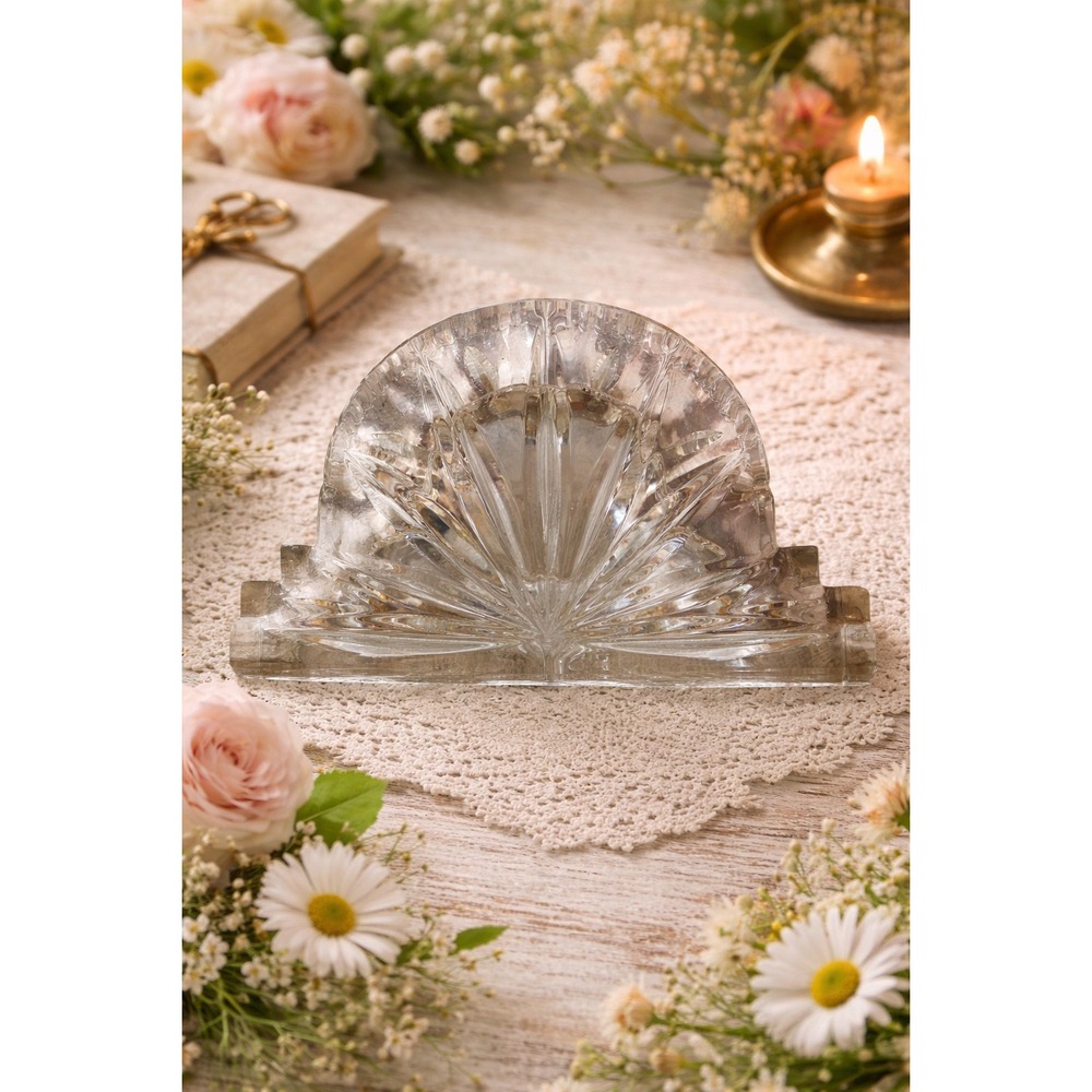 Royal Limited Crystal Fan Napkin Holder Handcut Lead Crystal‎ Czech Republic